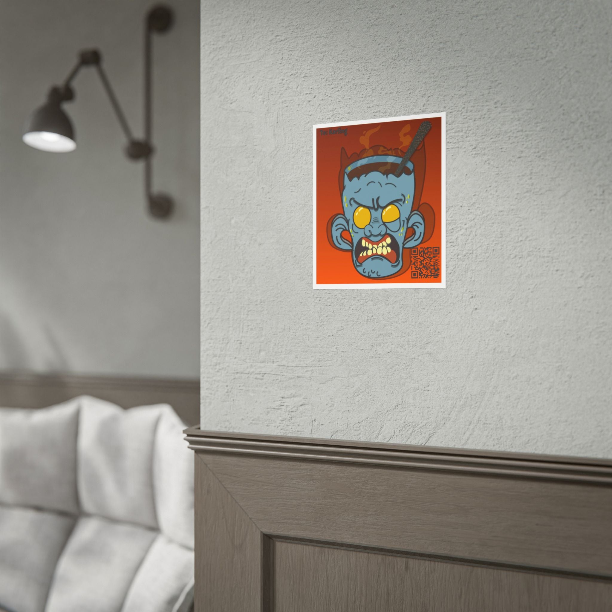Rolled Poster — Fiery Demon Head Art Print (Orange)