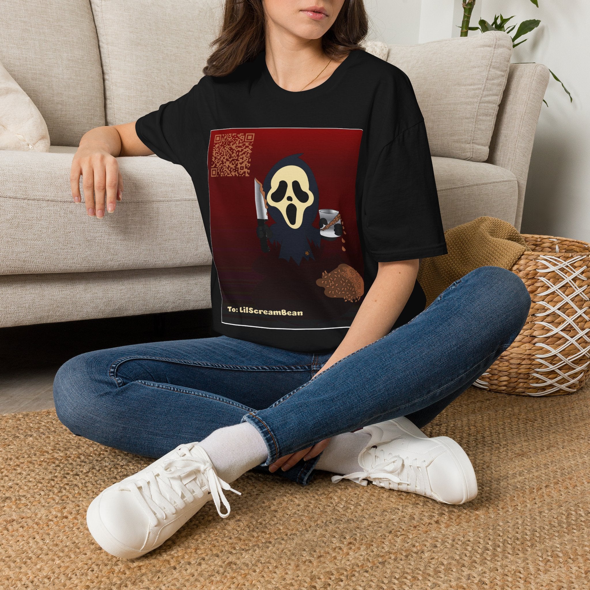 Scream Mask Graphic T‑Shirt — Horror Movie Knife Design