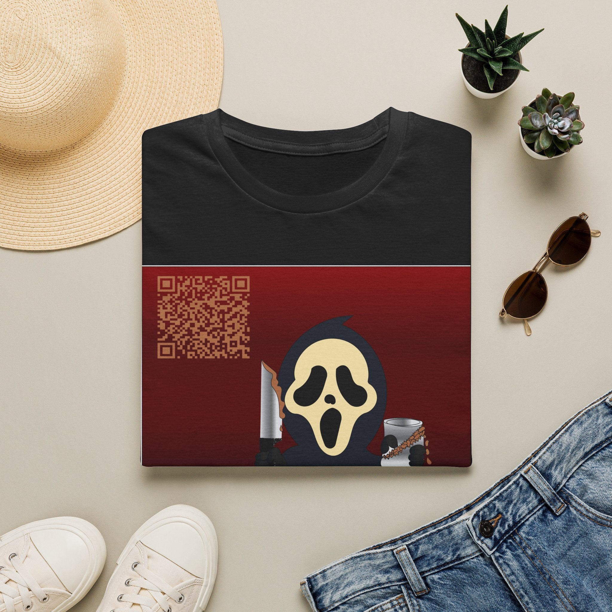 Scream Mask Graphic T‑Shirt — Horror Movie Knife Design