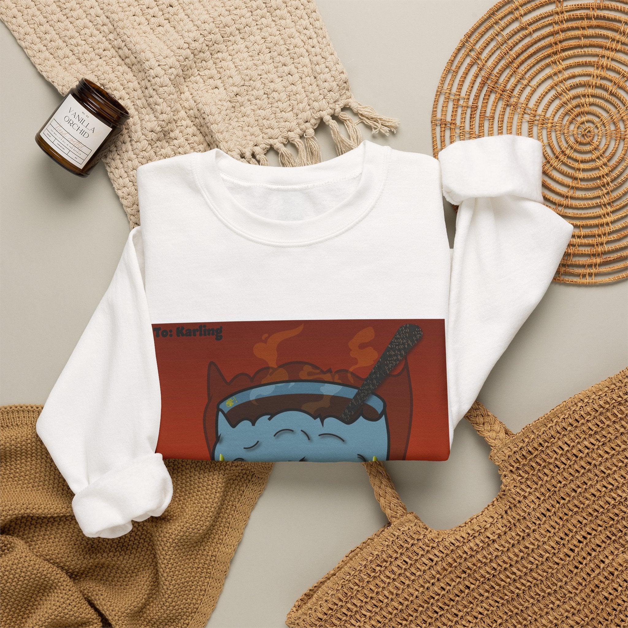 Demon Skull Crewneck Sweatshirt — Graphic Horror Art Pullover